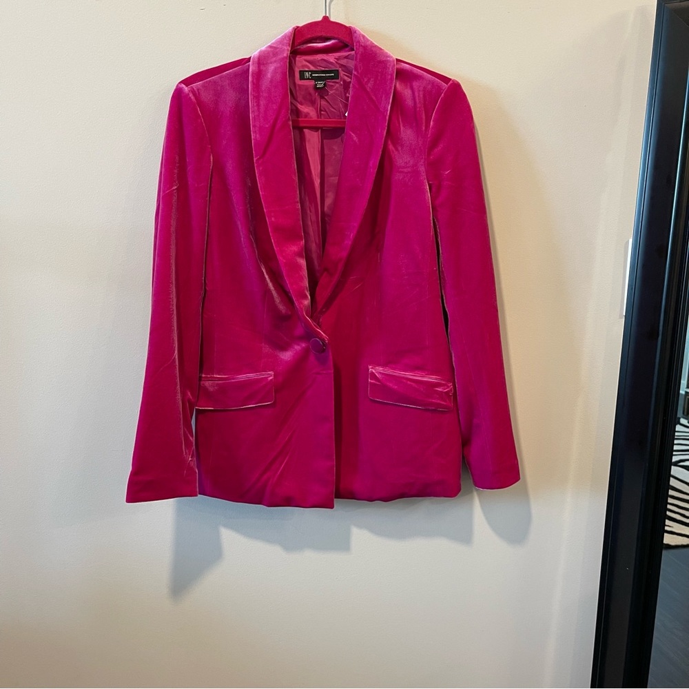 INC International Concepts Fuchsia Velvet Blazer